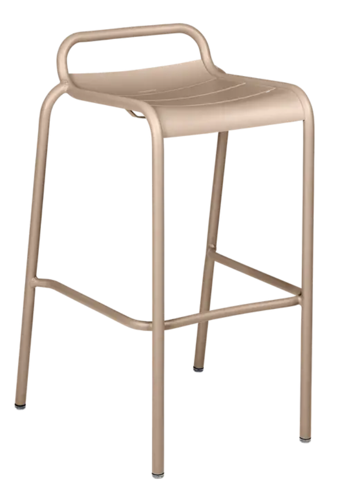 Load image into Gallery viewer, Nutmeg Fermob Luxembourg bar stool for outdoor dining, featuring a stylish design suitable for restaurants and home patios.
