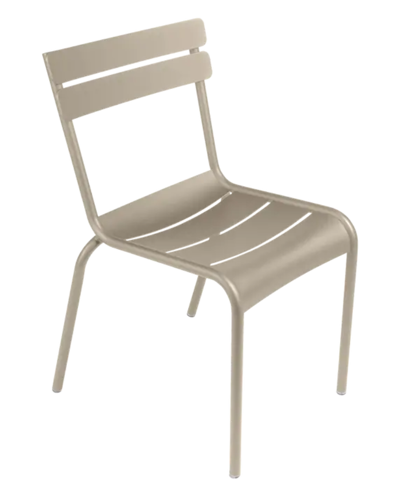Load image into Gallery viewer, Nutmeg Fermob Luxembourg armchair with metal frame, stackable design, ideal for indoor or outdoor restaurant seating.

