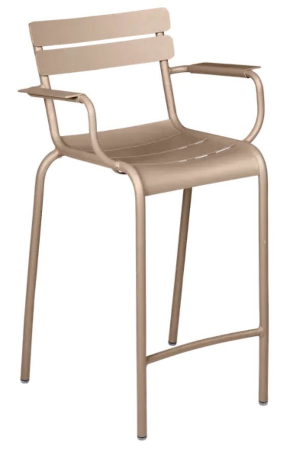 Load image into Gallery viewer, Nutmeg Fermob Luxembourg high bar armchair with a sleek design, featuring a high backrest and modern style for contemporary spaces.
