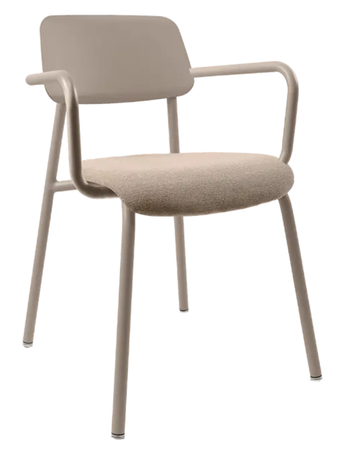 Load image into Gallery viewer, Fermob Studie fabric armchair in nutmeg and beige, ideal for office meeting rooms, with a modern, comfortable design.
