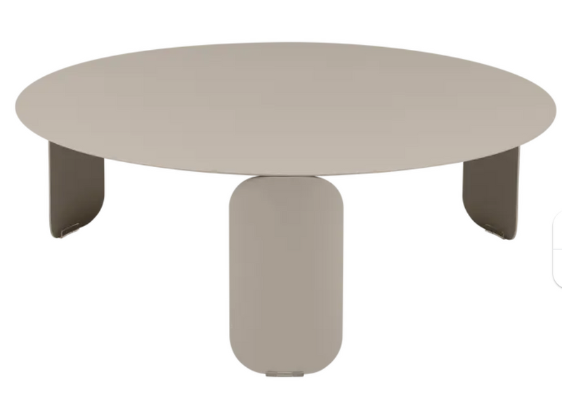 Load image into Gallery viewer, Fermob Bebop low outdoor table, 80cm diameter, round nutmeg-colored low coffee table with anthracite finish.
