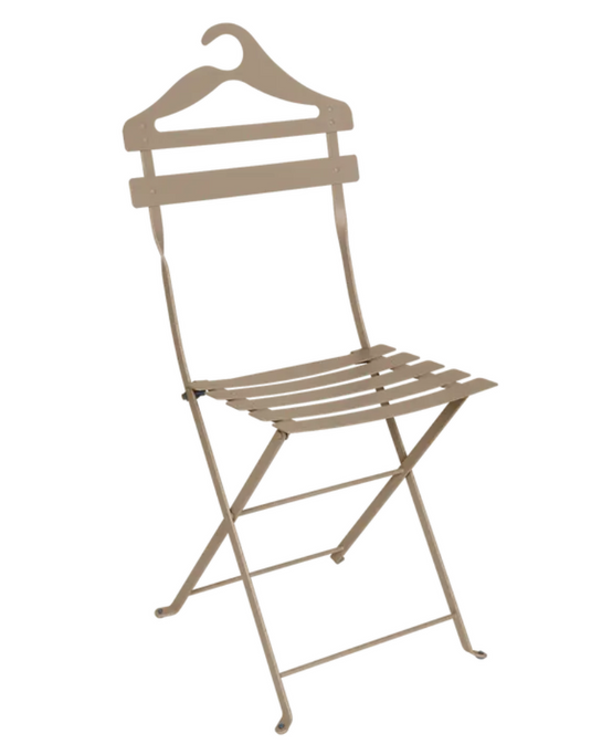 Fermob Nutmeg Bistro Valet Folding Chair, metal frame, hanging design, suitable for indoor or outdoor use