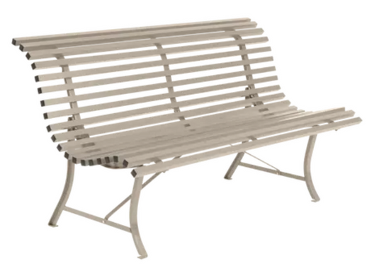 Louisiane 150cm outdoor folding steel bench by Fermob, featuring a Nutmeg color and sturdy commercial outdoor furniture design.