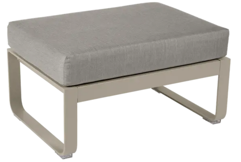 Load image into Gallery viewer, Fermob Bellevie 1-seater outdoor ottoman in gray metal, designed for patio furniture and outdoor relaxation.
