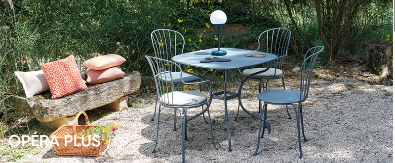Load image into Gallery viewer, Fermob OPÉRA+ outdoor metal chair with a sleek design, suitable for garden or patio seating.

