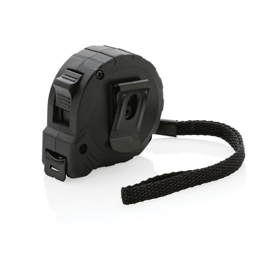 XD Collection RCS recycled plastic 3M/16mm tape with stop button, tools and torches, shown with its ergonomic design and safety features.