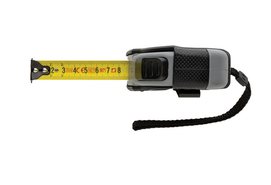 XD Collection RCS recycled plastic auto stop tape, 5M x 19mm, shown in use with tools and torches, durable and eco-friendly construction