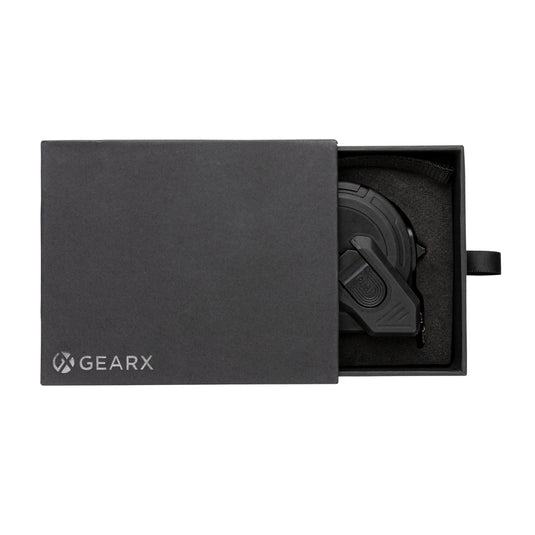 GearX 5M measuring tape with slow and fast retract function, durable tools and torches, flexible for precise measurements.
