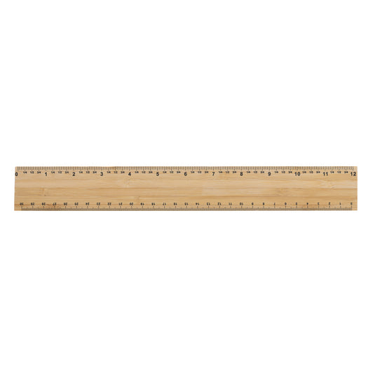 XD Collection Timberson extra thick 30cm double-sided bamboo ruler lying flat, showcasing measurement markings on both sides.