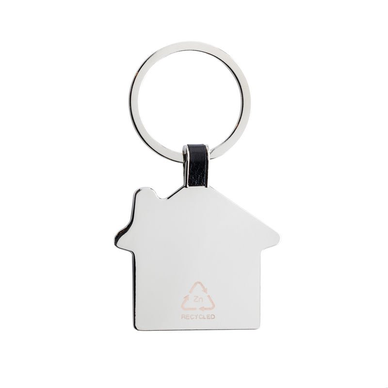 Load image into Gallery viewer, Recycled zinc alloy house keyring from XD Collection on a lanyard, featuring a sleek, durable design with engraved details.
