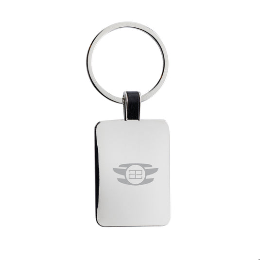 Recycled zinc alloy rectangle keyring from XD Collection with lanyard, durable and eco-friendly accessory for keys or ID badges.