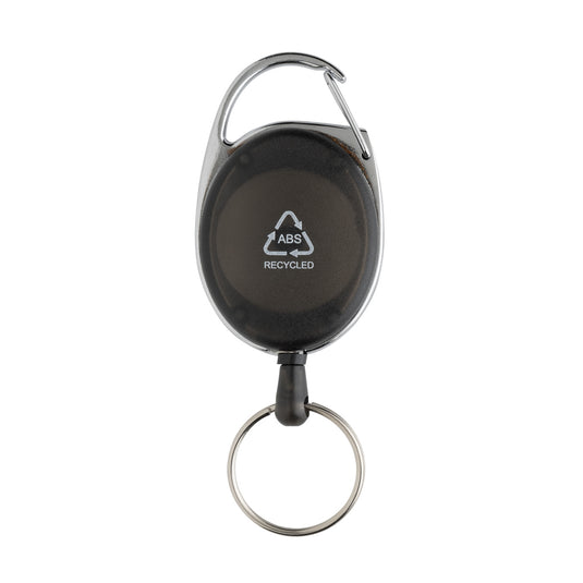 Recycled ABS roller clip keychain from XD Collection featuring a sturdy, eco-friendly design with a metal roller clip.