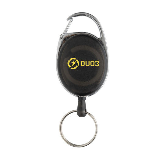 Recycled ABS roller clip keychain from XD Collection featuring a sturdy roller clip and keyring on a lanyard-style strap.