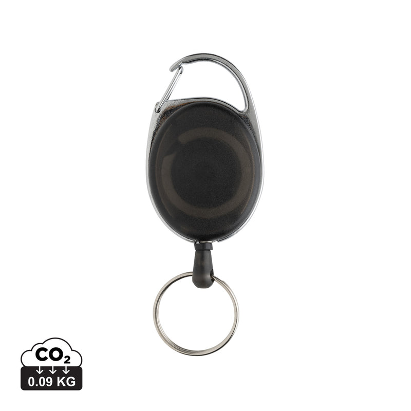 Load image into Gallery viewer, Recycled ABS roller clip keychain from XD Collection featuring a durable lanyard with a metal roller clip for keys or ID cards.
