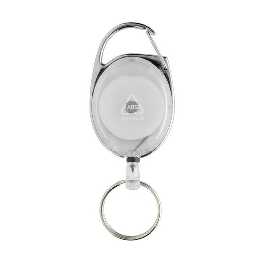 Recycled ABS roller clip keychain from XD Collection with lanyard attachment, featuring a sturdy metal clip and vibrant design.
