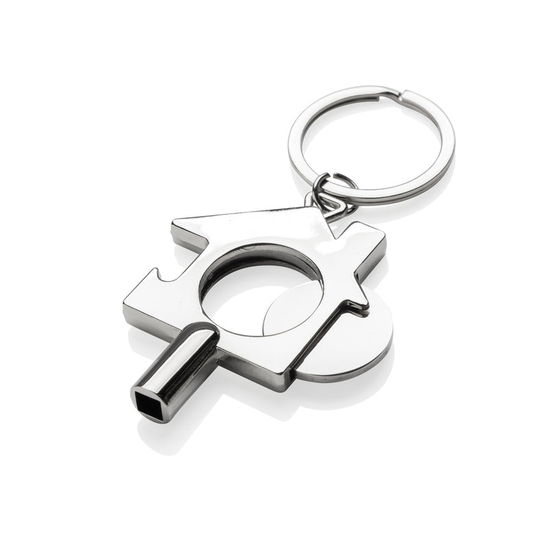 Load image into Gallery viewer, Recycled zinc alloy 3-in-1 keychain from XD Collection with lanyard and keyring, featuring a sleek, durable design.
