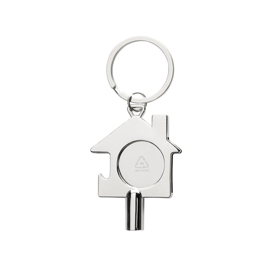 Recycled zinc alloy 3-in-1 keychain from XD Collection with durable lanyard and multiple keyring features.