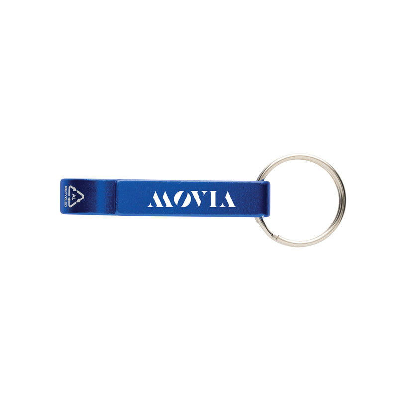 Load image into Gallery viewer, XD Collection RCS recycled aluminum bottle and can opener attached to a lanyard, showcasing eco-friendly design and durable construction.
