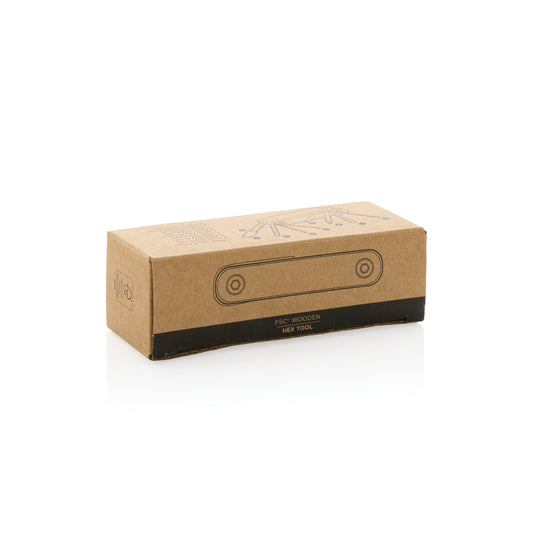 Wooden hex tool from XD Collection, displayed on a plain background, showcasing its natural wood finish and hexagonal shape.