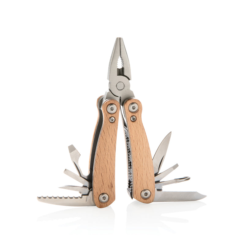 Load image into Gallery viewer, Compact Wood Multitool Mini from XD Collection, showcasing versatile tools and torch in a sleek, portable design.

