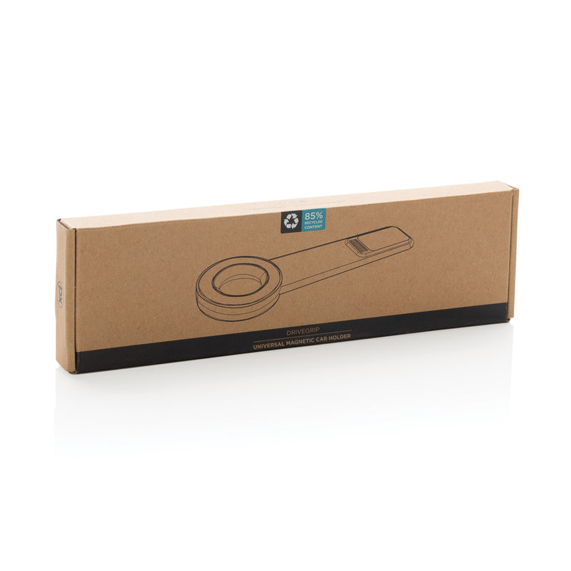Load image into Gallery viewer, XD Collection DriveGrip RCS recycled plastic universal magnetic car holder mounted on a dashboard holding a smartphone.
