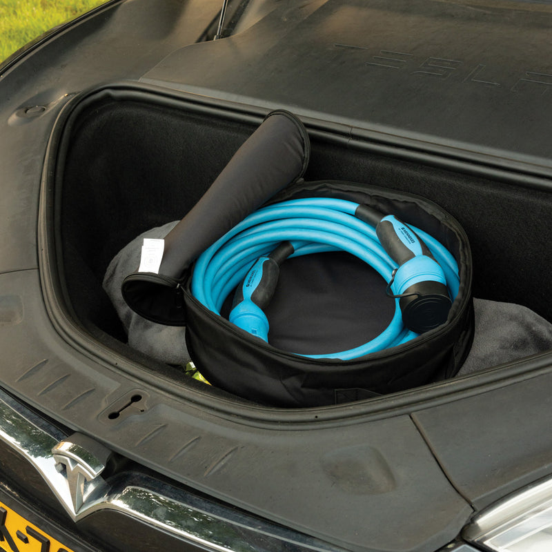 Load image into Gallery viewer, XD Collection Volty Aware™ RPET EV-cable storage bag for car safety, featuring eco-friendly material and compact design.
