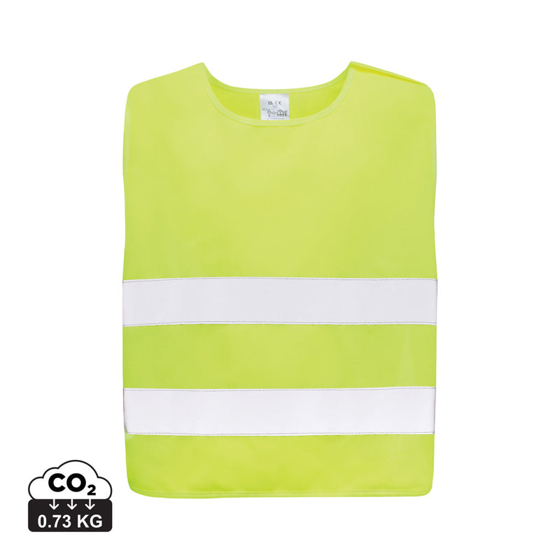 Load image into Gallery viewer, High-visibility safety vest for children aged 7-12 by XD Collection, made from recycled PET, bright safety orange with reflective strips.
