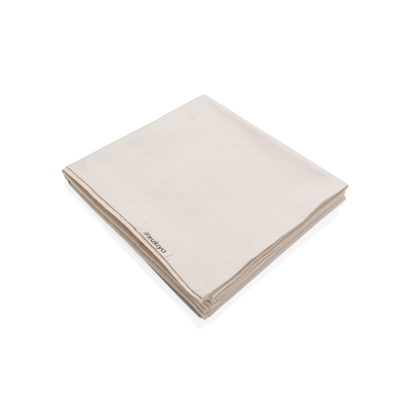 Load image into Gallery viewer, Ukiyo Aware™ 180g cotton tablecloth in 250x140cm, light beige with subtle textured pattern, perfect for home dining setups.
