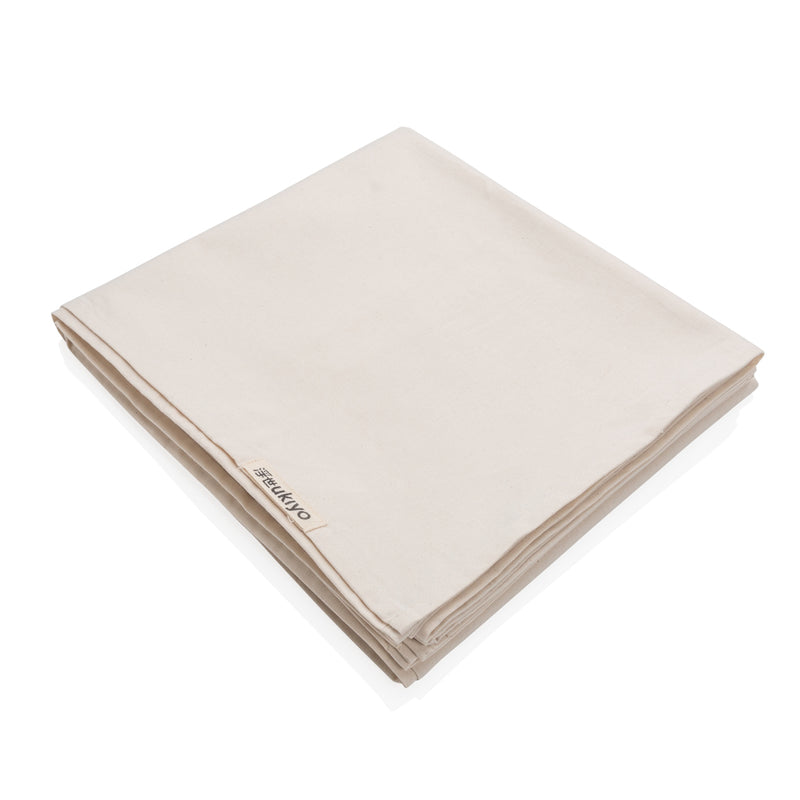 Load image into Gallery viewer, Ukiyo Aware™ 180g cotton tablecloth in 250x140cm, beige with subtle woven pattern, ideal for home dining settings.
