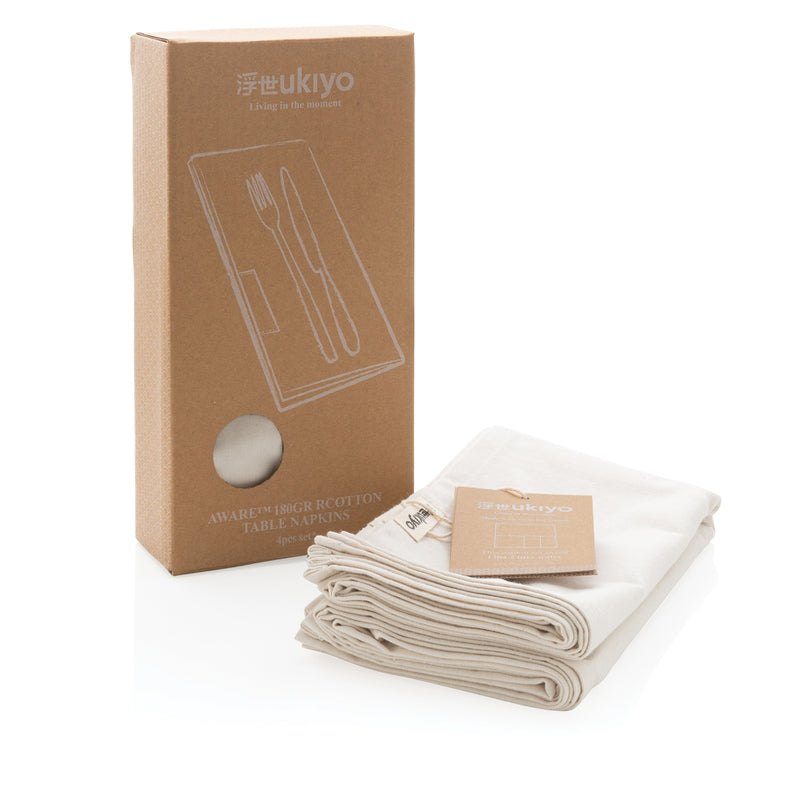 Load image into Gallery viewer, Set of four Ukiyo Aware™ 180g cotton table napkins with elegant design for home use, showcasing soft, durable fabric and stylish pattern.
