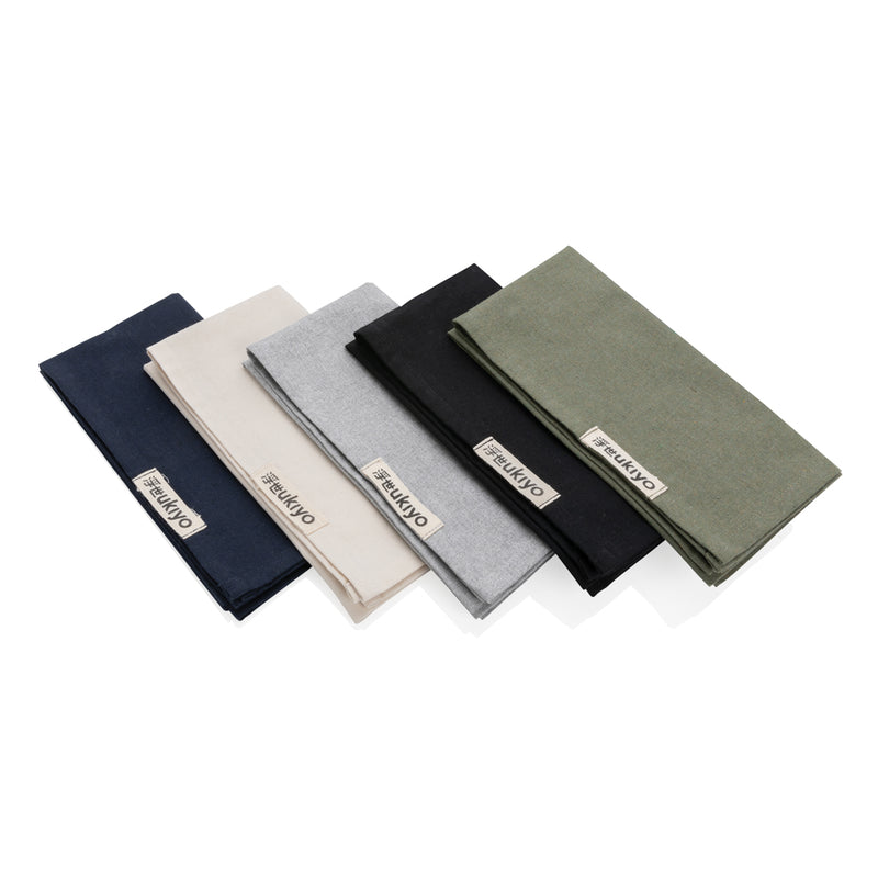 Load image into Gallery viewer, Set of four Ukiyo Aware™ 180g cotton table napkins with a stylish design, perfect for home dining and table settings.
