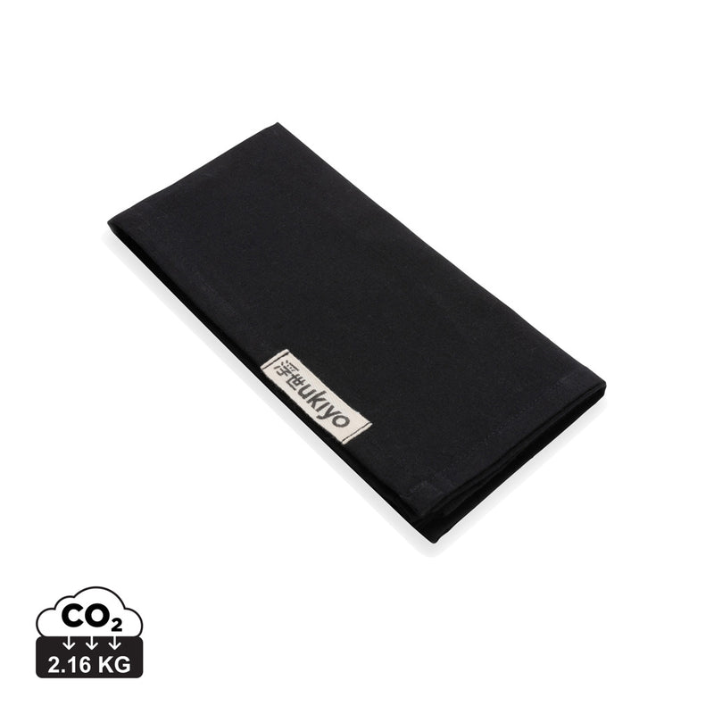 Load image into Gallery viewer, Set of four Ukiyo Aware™ 180g cotton table napkins with folded edges, ideal for home dining and table setting.
