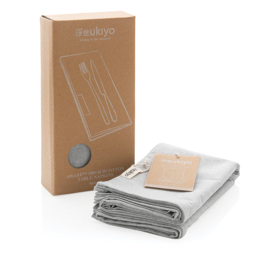 Ukiyo Aware™ 180g cotton table napkins 4-piece set for home dining, featuring textured fabric in elegant design
