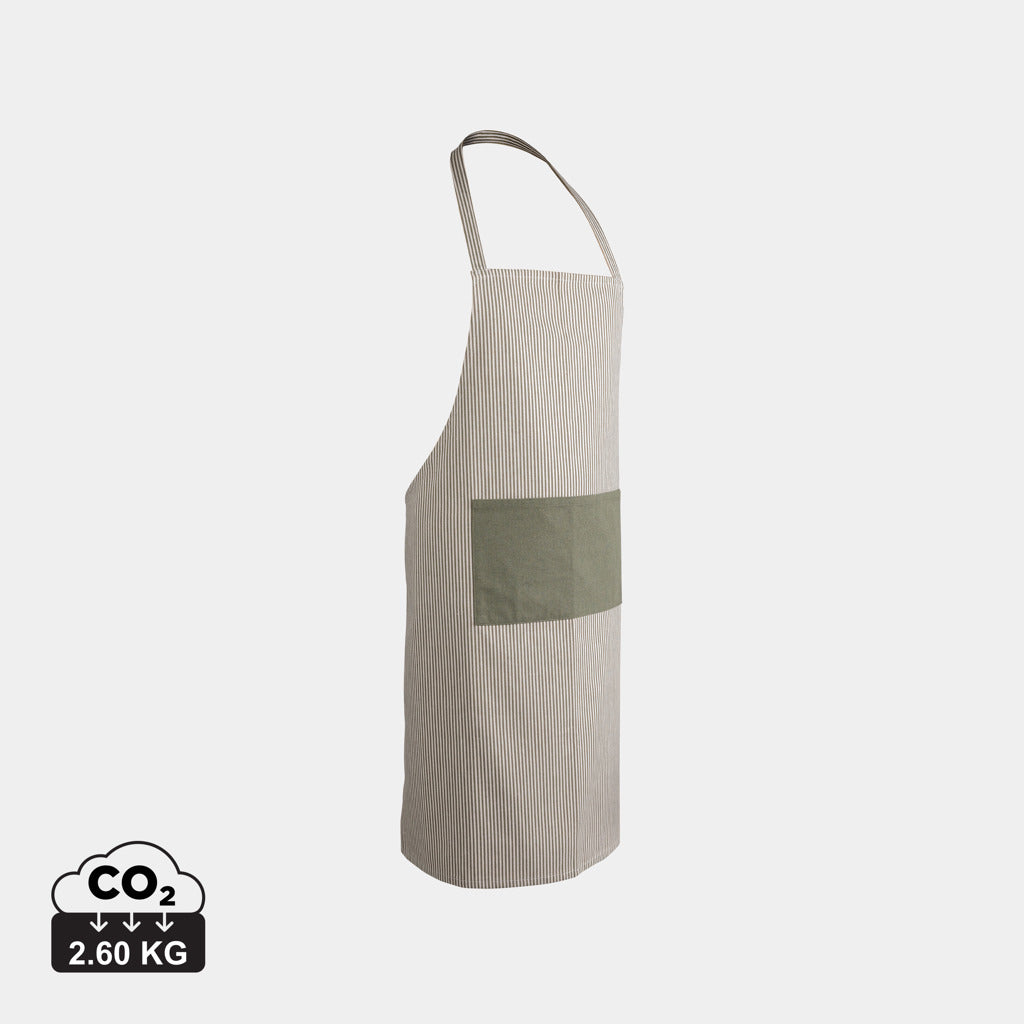 Ukiyo Aware™ 280g cotton deluxe apron shown in beige with adjustable neck strap and large front pockets for home and living use.