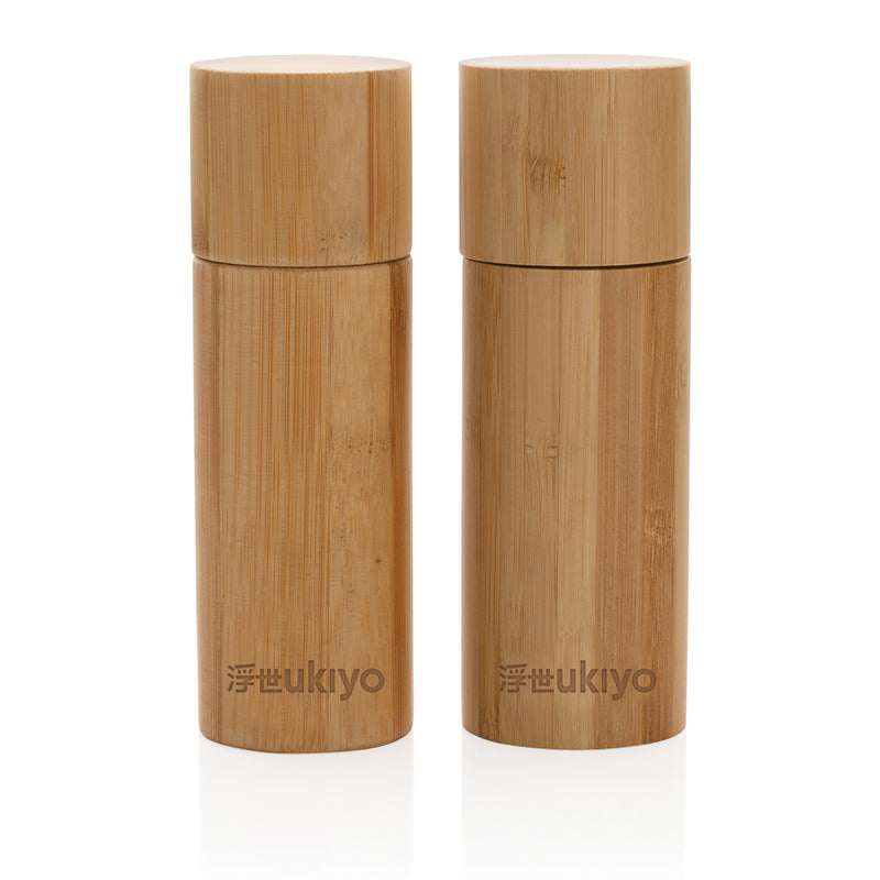 Load image into Gallery viewer, Ukiyo bamboo salt and pepper mill set - Custom Wood Designs
