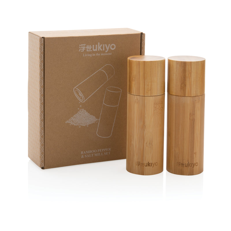 Load image into Gallery viewer, Ukiyo bamboo salt and pepper mill set - Custom Wood Designs
