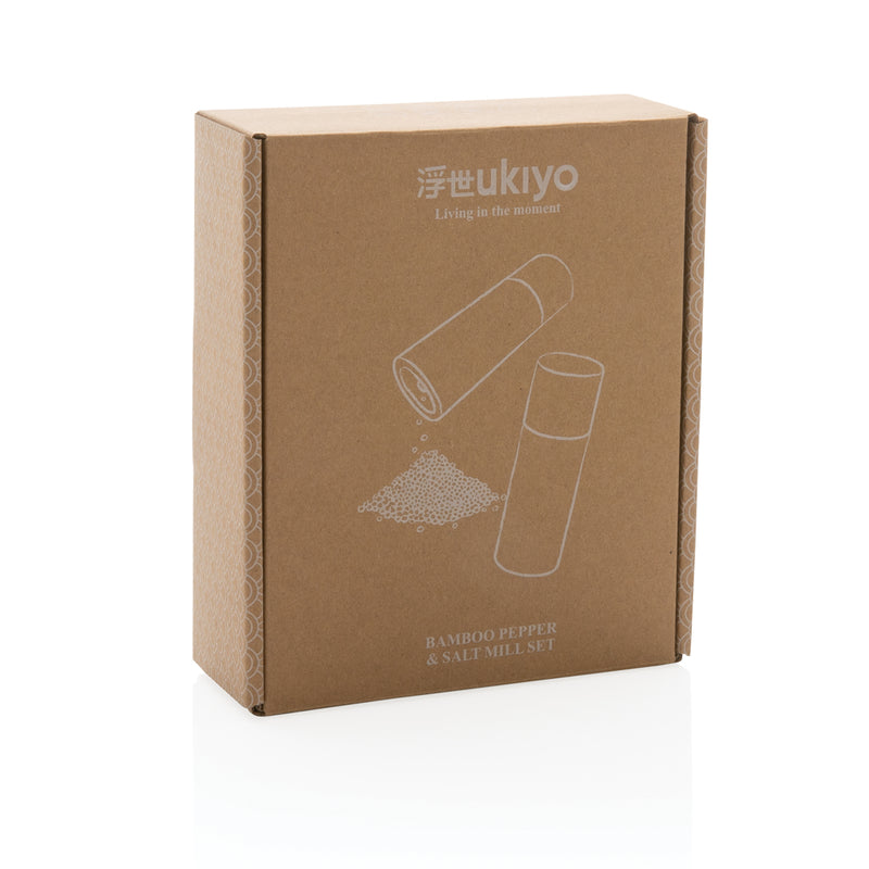 Load image into Gallery viewer, Ukiyo bamboo salt and pepper mill set - Custom Wood Designs
