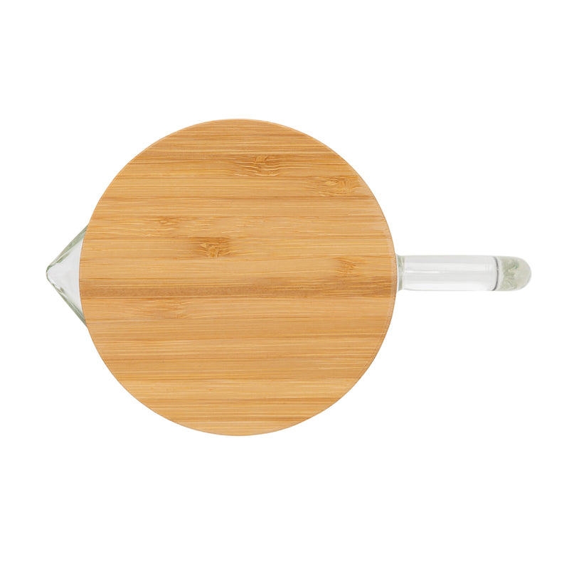 Load image into Gallery viewer, Borosilicate glass carafe with bamboo lid, 1.2L, Ukiyo drinkware featuring clear glass and natural bamboo top.

