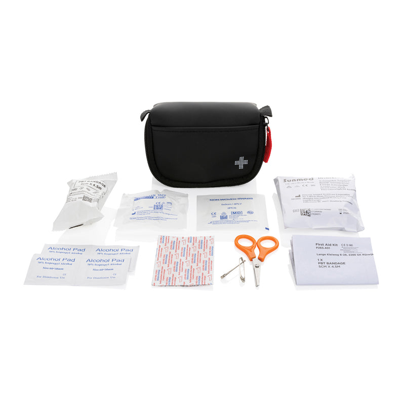 Load image into Gallery viewer, XD Collection RCS recycled nubuck PU first aid pouch for car safety, with zip closure and compact design.
