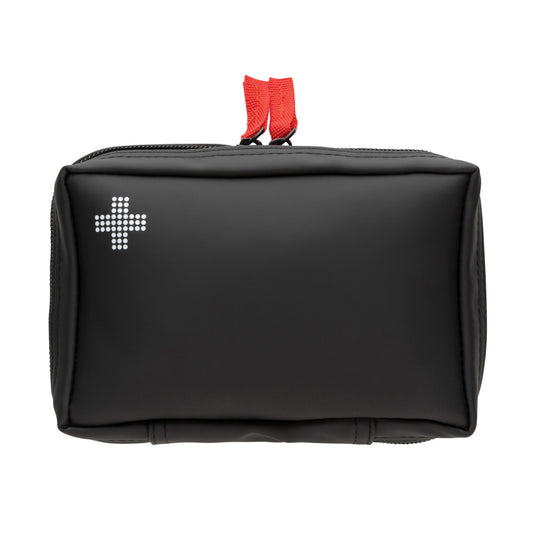 XD Collection RCS recycled nubuck PU first aid pouch for car safety, featuring a compact, durable emergency medical kit.