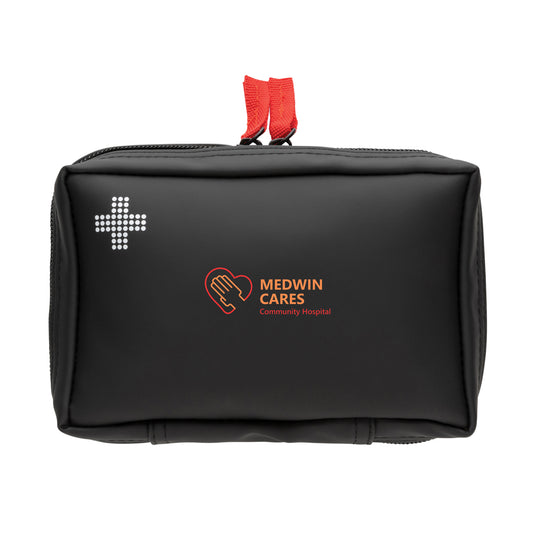 XD Collection RCS recycled nubuck PU first aid kit pouch for car and safety, featuring a compact, durable first aid set.