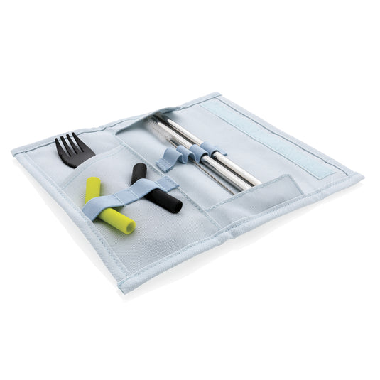 Tierra 2pcs straw and cutlery set in pouch - Custom Wood Designs
