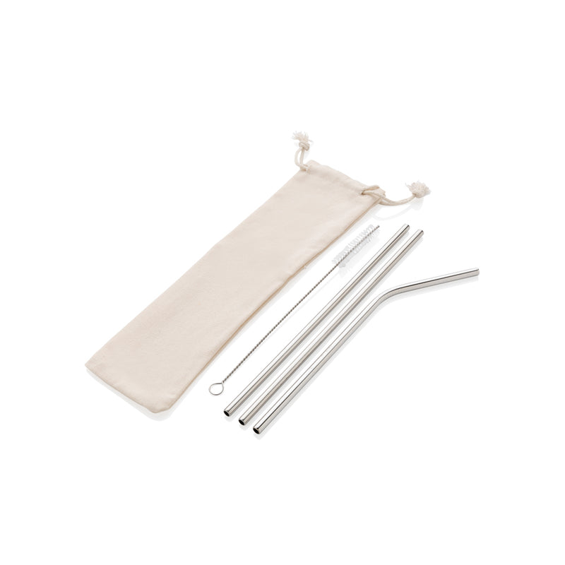 Load image into Gallery viewer, Set of three reusable stainless steel straws from XD Collection, ideal for eco-friendly home and living use.

