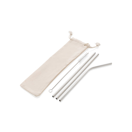 Set of three reusable stainless steel straws from XD Collection, ideal for eco-friendly home and living use.