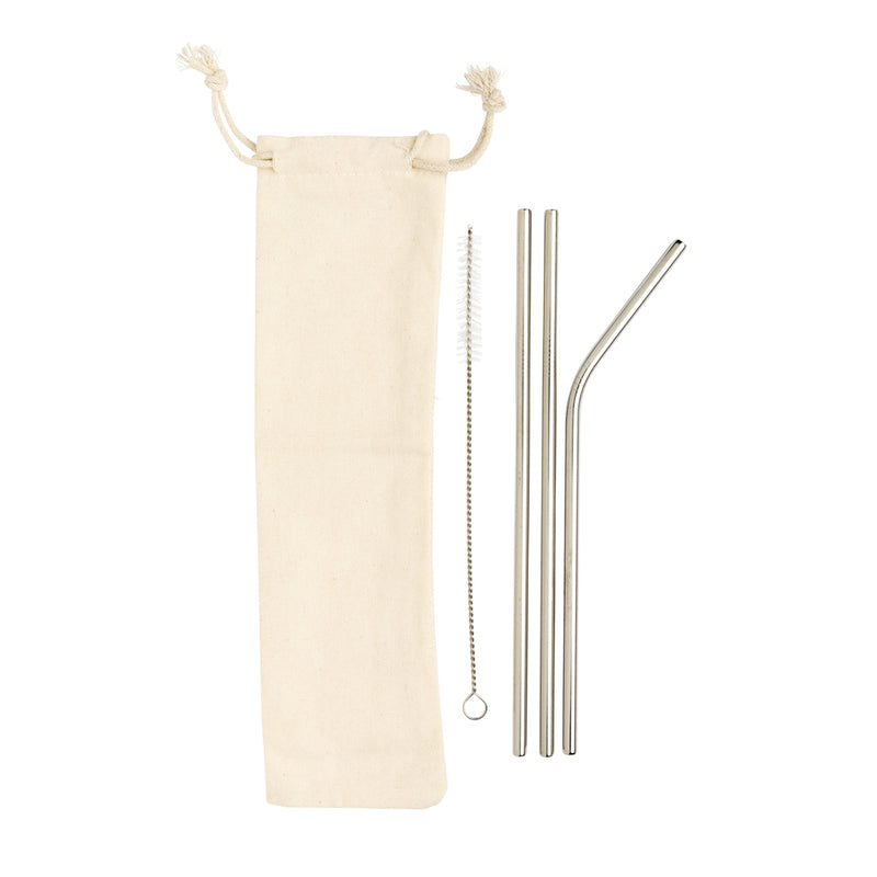 Load image into Gallery viewer, Set of three reusable stainless steel straws from XD Collection, ideal for eco-friendly home and dining use.
