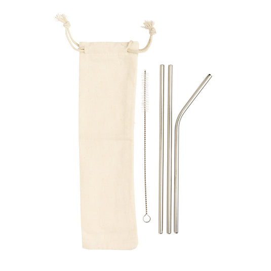 Set of three reusable stainless steel straws from XD Collection, ideal for eco-friendly home and dining use.