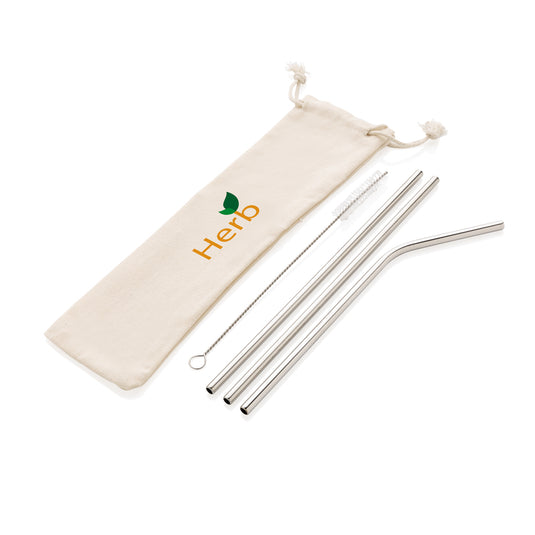 Reusable stainless steel 3 pcs straw set - Custom Wood Designs
