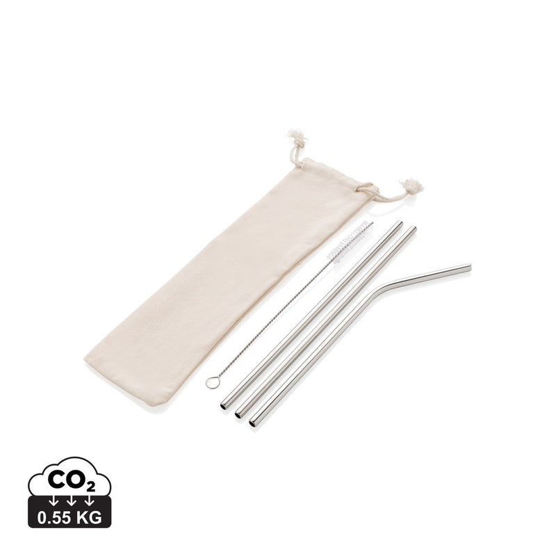Load image into Gallery viewer, Reusable stainless steel 3-piece straw set from XD Collection, featuring durable and eco-friendly drinking straws for home use.
