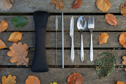 4 PCS stainless steel re-usable cutlery set - Custom Wood Designs