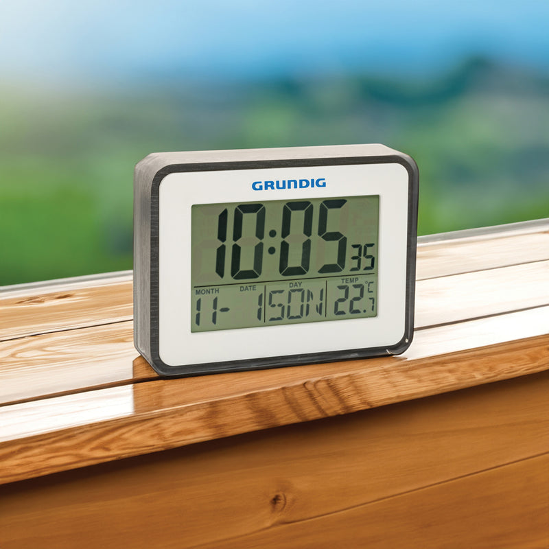 Load image into Gallery viewer, Grundig weatherstation alarm and calendar - Custom Wood Designs
